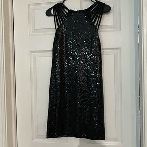 Pink Lily Boutique black sequin dress.